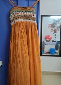 Orange Crochet Maxi Dress