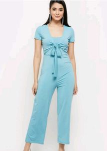 MAX Chic Blue Tie-Front Jumpsuit