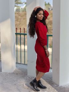 Elegant Red Velvet Dress