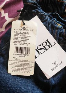 High-Waisted Paperbag Denim Pants