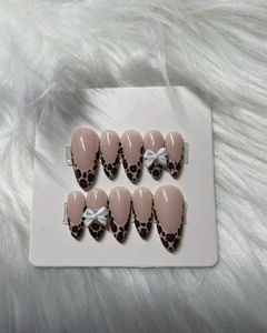 Cute Leopard Print Bow Press On Nails