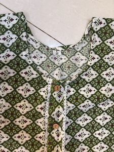 Green Geometric Print Kurta