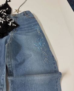 Whimsical Butterfly y2k Flare Jeans