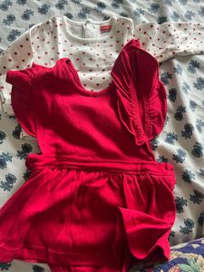 Baby Girl Red Dress with Heart Print