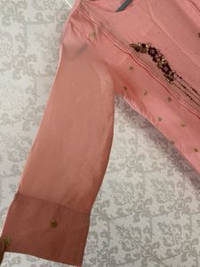 Peach Embroidered Kurta