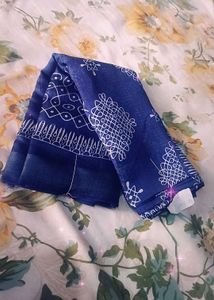 Like New  Blue colour Saree, White Mugulu Cotton G