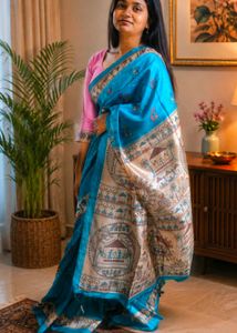 💙 Neel Madhubani Tussar Silk 💙