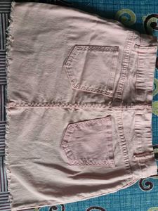 Pink Distressed Mini Skirt