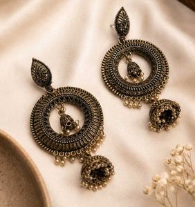 Oxidized Jhumka Earrings