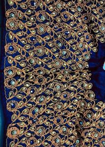 New Orange &amp; Black Embroidered Saree With Blouse