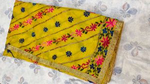 Vibrant Yellow Embroidered dupatta