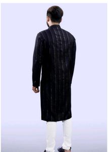 Men's Black Striped Kurta