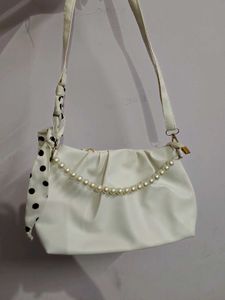 free delivery Chic White Pearl &amp; Polka Dot Bag