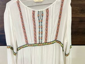 White Boho Embroidered Top | Flowy Aesthetic