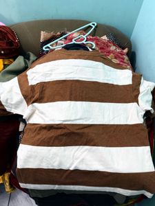 Brown &amp; White Striped T-Shirt