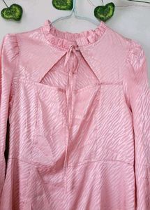 Chic Pink Ruffled Midi Dress
