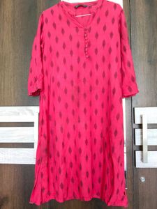 Vibrant Pink Ikat Print Kurta