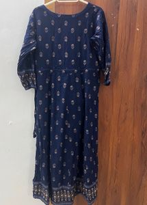 navy blue printed gown