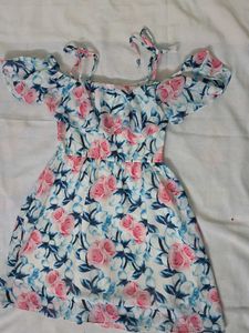 Floral Print Cold Shoulder Dress for Girls