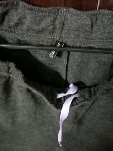 Gray Track Pants with Lavender Stripe