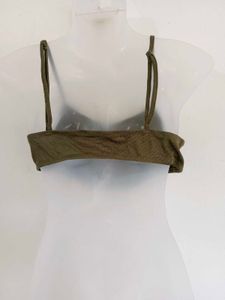 Stylish Olive Green Draped Crop Top