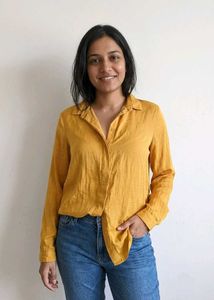 Mustard Yellow Button-Up Shirt Fised aprice