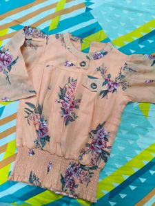 Floral Print Peplum Top cute
