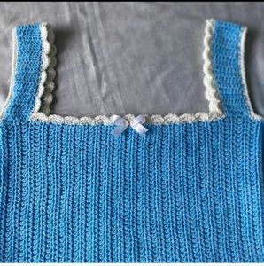 Blue crochet Skyla crop top