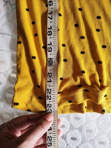 Polka Dot Mustard Yellow Tee, Size 36-40