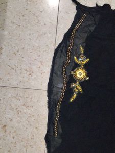 Black Embellished unstitched blouse fabric