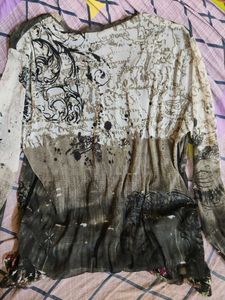Artistic Print Long Sleeve Top