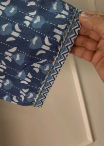 Pure Cotton Blue Floral Print 3 pc suit