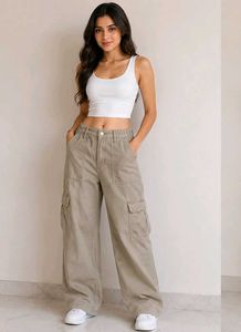Trendy Cargo Pants - Beige