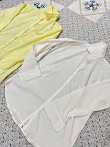 New Set of 2 Chic Yellow &amp; White Button-Up Shirts