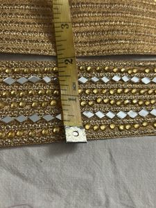 Embellished Gold Trim with Mirror Accents