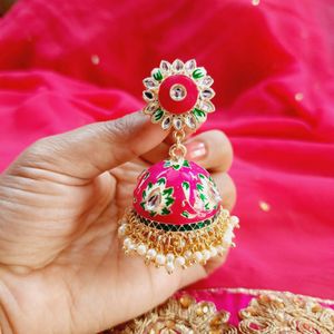 Gorgeous Kundan earrings -Pink