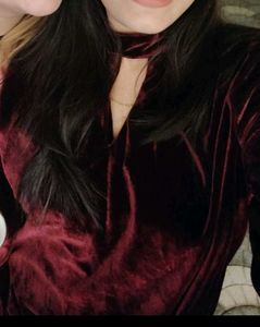 Velvet Mock Neck Cutout Top