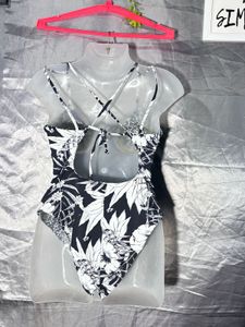 Monokini Swimsuit with Tropical Print