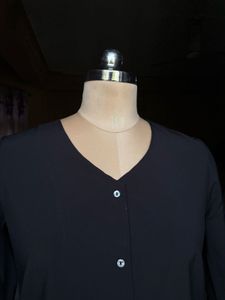 Chic Black V-Neck Button-Down Top