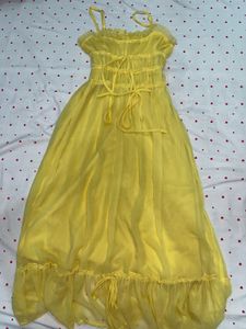 Yellow Ruffle Halter Dress