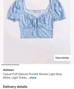 Cute Floral Puff Sleeve Crop Top