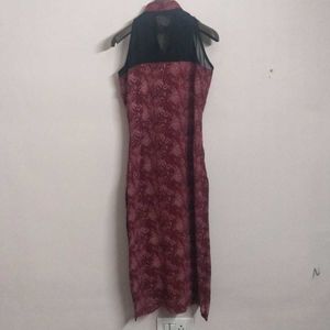 Maroon Floral Print Straight Kurta