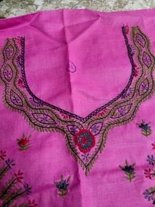 Elegant Pink unstitched 2 Kurta Set with bottom fa