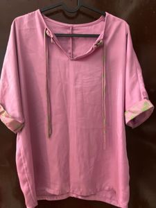 Chic Pink Kurta with Tie-up Detail