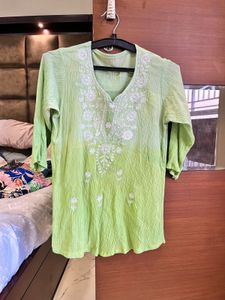 Lime Green Embroidered Kurta