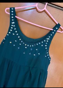 citrine green mirror work kurta set