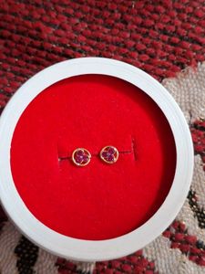 Gold &amp; Ruby Stud Earrings