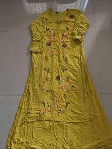 Yellow Embroidered Kurta