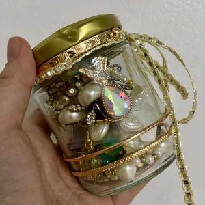 Assorted Gold Jewelry Jar