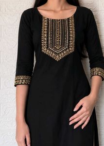 Elegant Black Kurta with Gold Embellishments